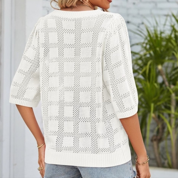 Open Knit Top - White - Picture 5 of 5